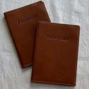 J. Crew Brown Leather His and Hers Passport Holders Set of 2